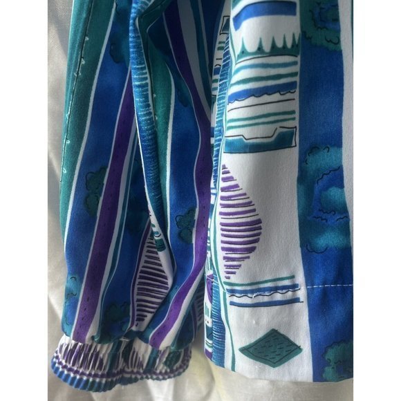 Vtg 90s Teddi Petite Zip Up Dressy Jacket Green Purple Blue White - Picture 3 of 5